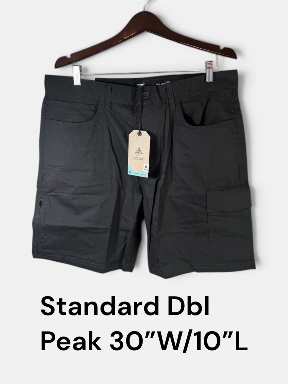 prAna Mens 30"Waist  10"Length Standard Double Peak Hiking Short  in Charcoal